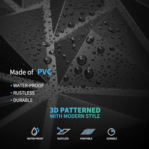 Art3d 50-Pack Modern Diamond Textured 3D Wall Panels, 12 x 12 in, Black - color: Black, size: 12x12 Inch 50 pcs