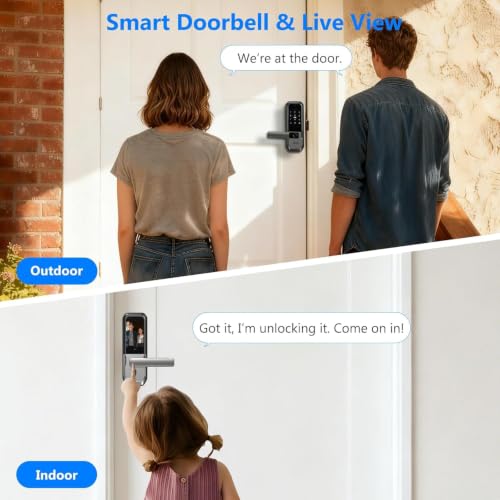UMIKSMART WiFi Smart Door Lock with Camera, Fingerprint Keypad, App Control - color: Charcoal