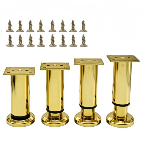 4Pcs Adjustable Gold Metal Furniture Legs 4.7-7.08 Inch Cabinet Desk Sofa - color: Gold, size: 4.7"-7.08"-Set of 4