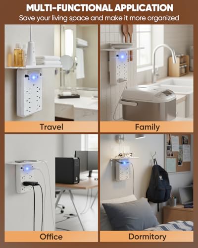 Saker Outlet Extender with Night Light, 6 AC, 4 USB, Surge Protector - style: Multi-Plug Outlet with Night Light