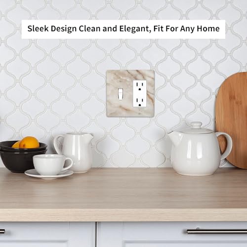 Beige Marble Pattern Light Switch Cover Modern Wall Plate Decorative 2 Gang 1 Toggle 1 Rocker Comb Switch Plates Electrical Outlet Faceplate for Bathroom Kitchen Bedroom 4.5" x 4.5" - size: 2 Gang 1 Toggle 1 Rocker Comb