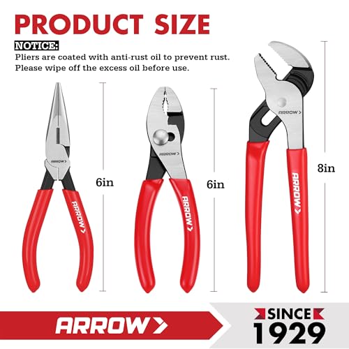 ARROW 3PCS Pliers Set, Premium Carbon Steel