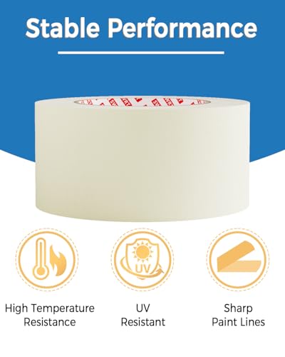 SWRT Masking Tape, 2 Inch Wide × 55 Yds, 4 Rolls, White Painters Tape - size: 4-PACK