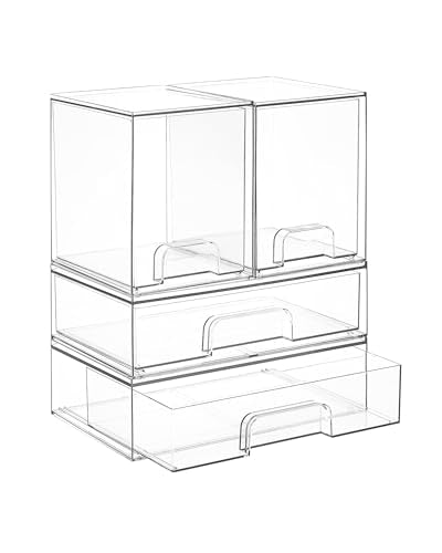 Vtopmart Clear Stackable Storage Drawers Set of 4, Baby Bottle Organizer - style: 2 High+2 Wide