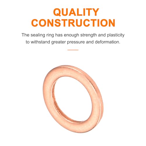 MECCANIXITY 52 Pcs Flat Copper Washers, 8x12x1mm Copper Upgraded Flat Metric Sealing Crush Ring Washers for Hydraulic Fittings Screw Bolt Nut Electronic Repair - size: 8x12x1mm