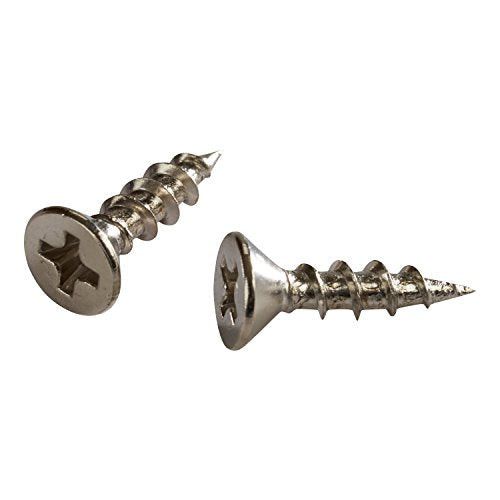Rok Hardware 100-Pack #7 x 5/8" Flat Head Wood Screws, Nickel Plated