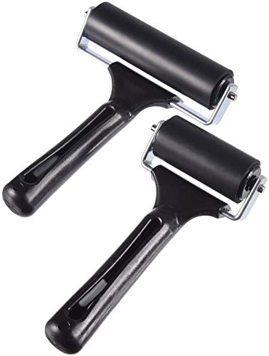 2Pcs Rubber Brayer Roller for Printmaking, Great for Gluing Application Also. (4inch+2.2 inch) - size: 2PCS