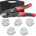 Plustool 6PCS Crimping Tool Set - Ratcheting Wire Crimper - for Heat Shrink, Insulated Nylon, Non-Insulated, Ferrule Terminal, Open Barrel Terminals & Solar Connectors