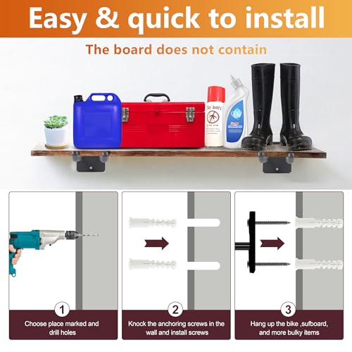 Sinoer 4 Pack Steel Wall Mount Double Garage Storage Hooks - style: 4pc Upgraded Square tube hooks -14"