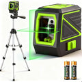 Laser Level with Tripod, 100 Ft Manual Self leveling Laser Level, Green Cross Line，Use for Picture Hanging Floor Construction Tile Wall Home Renovation, Indoor Project, Battery Included（Green) - color: Green