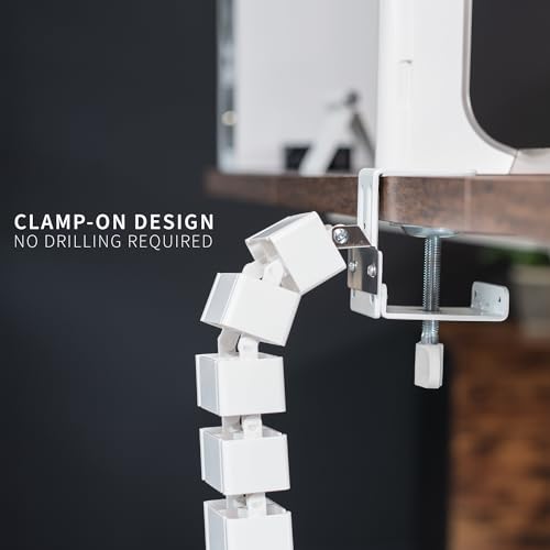 VIVO White Clamp-on Desk Vertebrae Cable Management Kit, DESK-AC01P-W - color: White