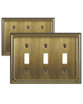 Switch Plates Outlet Covers, 2-Pack Antique Brass Metal Wall Plates - color: Antique Brass, size: 3 Toggle 2PK