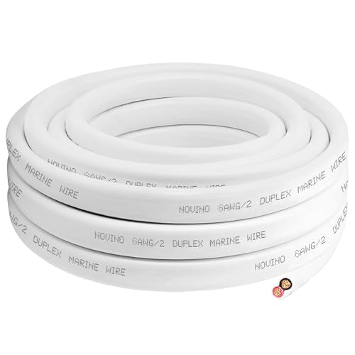 6 Gauge Marine Wire,6/2 Duplex Marine Grade Cable,10FT 6 AWG Wire | Waterproof Oxygen-Free Tinned Copper Stranded Corrosion Resistant Flexible Electrical Cable for Boat/Automotive/RV/Solar - size: 10 ft, style: 6 gauge