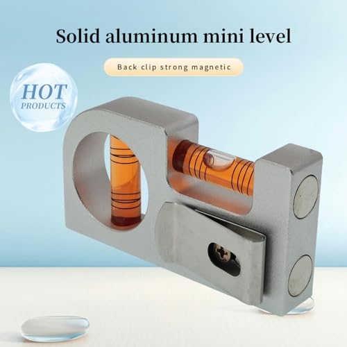 Solid aluminum alloy Mini level ruler portable mini level bubble meter with magnetic function TV stand installation (Silver Red) - color: Silver Red