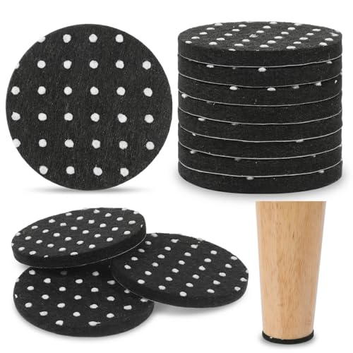12Pcs Furniture Felt Pads for Hardwood Floors, 2 inch x 2 inch Self Adhesive Round Furniture Leg Pads Anti Scratch Floor Protectors for Hardwood Floors (Black)