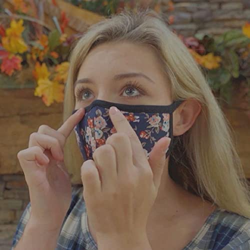 Cloth Face Mask for Women, Men - Reusable Fabric Masks with Nose Wire - color: Pack 3 Floral