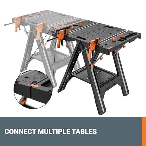 WORX Portable Folding Workbench, 2-in-1 Pegasus Table & Sawhorse, WX051 - style: Portable Workbench & Sawhorse