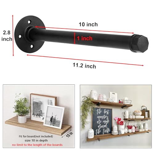 Industrial Black Iron Pipe Shelf Brackets 10 Inch Wall Mount DIY Shelving Brackets Pipe Decor Wall Rustic Clothing Rack 8 Pack, Hardware Included - size: 10 inch 8 pack, style: 8 Pack