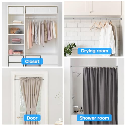 Silver Tension Curtain Rod for Windows 28 to 48 Inch - color: Silver, size: 28-48"