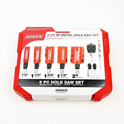 Diablo Bi-Metal Hole Saw Set - 7/8" to 2" Diameter, 9-Pieces - size: 9-Piece, style: Industrial