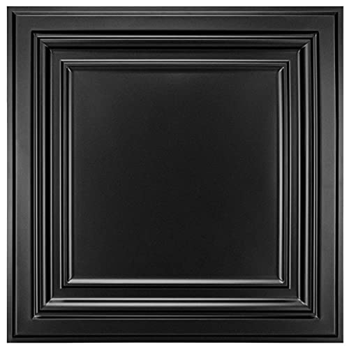 Art3d PVC Ceiling Tiles, 3D Plastic Sheet in Black, 2 x 2 ft, 12-Pack - color: Square Black, size: 24"x24"