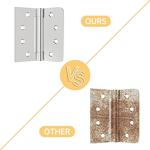 Self-Closing Door Hinges 4Inch 304 Stainless Steel Hinges Spring Hinge Heavy Duty Hinges with Square Rounded 5/8" Radius Corner Adjustable Tension 2 Pack - style: C hole - Square&Round