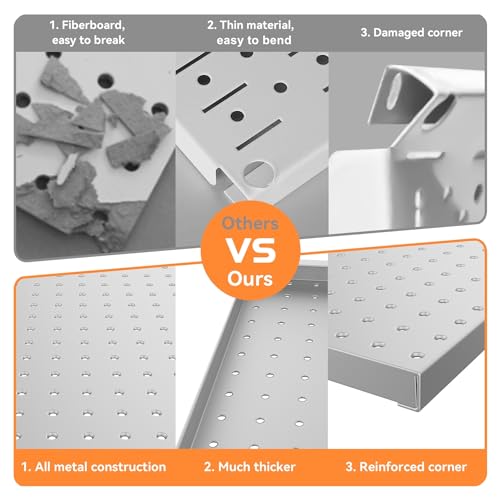 WALMANN Metal Pegboard Kit with Accessories, 24x48 in Tools Pegboard - color: Grey