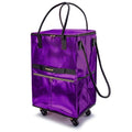 PASMAN Reusable Foldable Rolling Grocery Bag on 5 Wheels,Medium,Purple - color: Purple, size: Medium