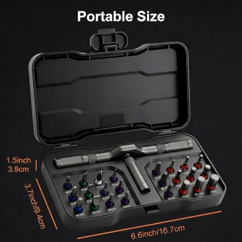 24 in 1 Magnetic Ratchet Screwdriver Set With T-Handle, Grey - color: Grey, size: 24 In 1