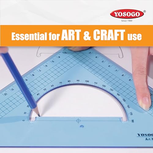 Pack of 2 Large Transparent Triangle Ruler Set Square: 12 Inch- 30/60 Degree & 9 inch 45/90 Degree | Essential for School and Work use (Inch Scale)