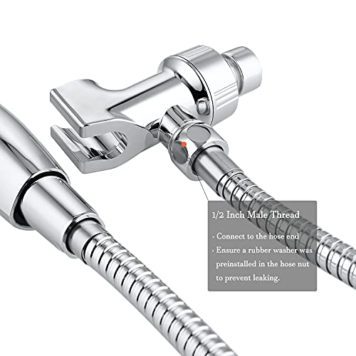Universal Shower Head Holder for Hand Held Showerheads, Adjustable Shower Arm Mount Bracket with Brass Pivot Ball, Shower Head Connector - Chrome - color: Chrome