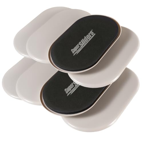 Super Sliders 3-1/2" x 6" Small Oval Reusable Furniture Sliders for Carpet, Anti-Slip Protective Furniture Moving Pads for Beds, Sofas, Dressers, Set of 8, Beige - size: 3-1/2 x 6 Inch Oval, style: For Carpet