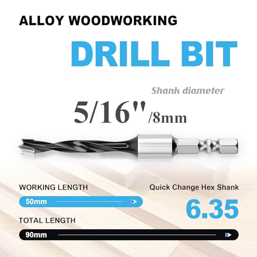 2-Pack 5/16 Inch Forstner Drill Bit Carbide Tipped Woodworking Hinge Cutter - size: 5/16"