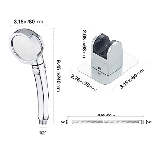 KAIYING RV & Camper High Pressure Handheld Shower Head with Pause Button - color: Chrome