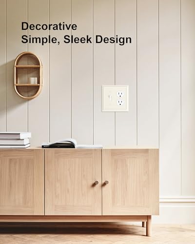 2-Pack Natural Bamboo Fiber Combo Toggle/Duplex Light Switch Cover Plate - color: Light Almond, size: 1 Toggle/1 Duplex 2PK