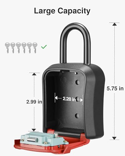 Puroma Key Lock Box for House Keys Combination Lockbox with Code, 1 Red - color: Red