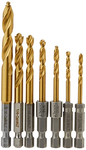 DEWALT Drill Bit Set, Impact Ready, Titanium Nitride Coated, 7-Piece (DD5157)