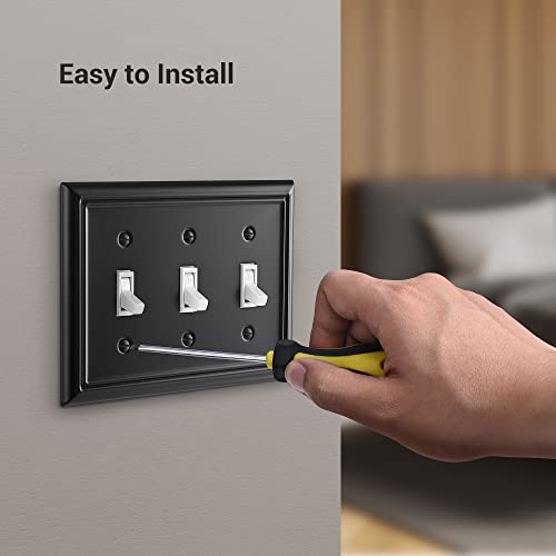 DEWENWILS Triple Toggle Wallplates, Black Light Switch Covers - color: Black, size: 2 Toggle 2PK