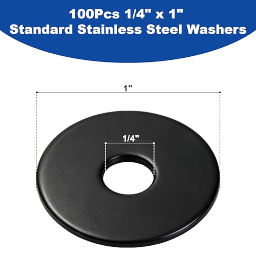 ZQZ 1/4 x 1 Stainless Steel Flat Washers, 100PCS Fender Washer 1" OD - size: B-1/4" x 1"-100 Pieces