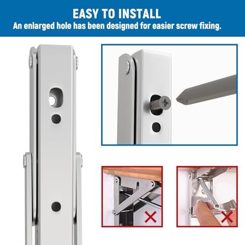 LEOPO 20 Inch Folding Shelf Brackets, 2 Pack Foldable Shelf Supports - color: Silver-Stainless Steel, size: 20 Inch