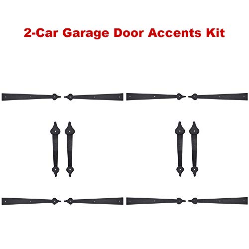 WINSOON Decorative Metal Garage Door Hardware Screw in, Black Steel, 2 Sets - size: 2Packs