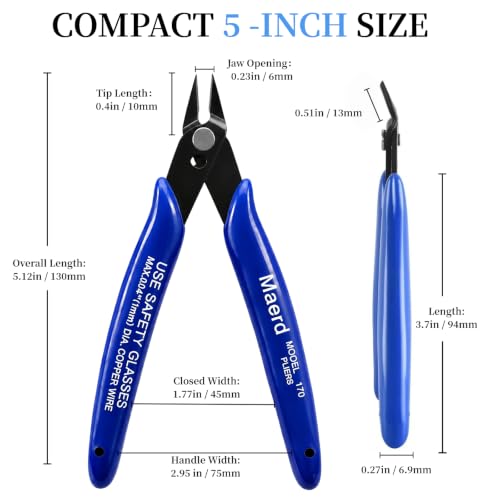 Wire Cutters, Flush Cutters Precision Spring-Loaded Side Cutter, Heavy Duty Diagonal Cutting Pliers in CRV Steel for Electrical, Home DIY, Jewelry Crafts, Coil Making Tools (#1 blue2)