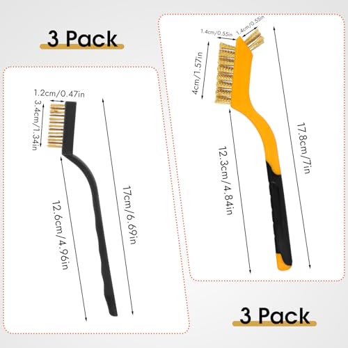 Wire Brush for Cleaning, Small Brass Steel Nylon Brush, Metal Rust Remover - color: Yellow+3 Mixed Color