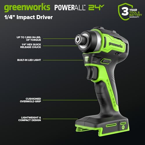 GREENWORKS 24V (5-TOOL) Combo (Drill + Impact Driver + Circular Saw + Multi-Tool + Flashlight), 4.0Ah + 2.0Ah (24,000mAh Power Bank) Batteries, (2) Cables, 65W Rapid Charger - size: 5PCS Combo Kits