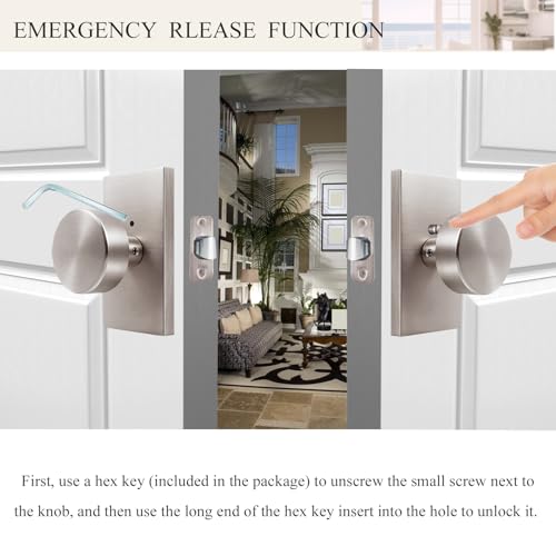 Brushed Satin Nickel Door Knobs Privacy Door Knobs Interior with Lock - color: Brushed Nickel