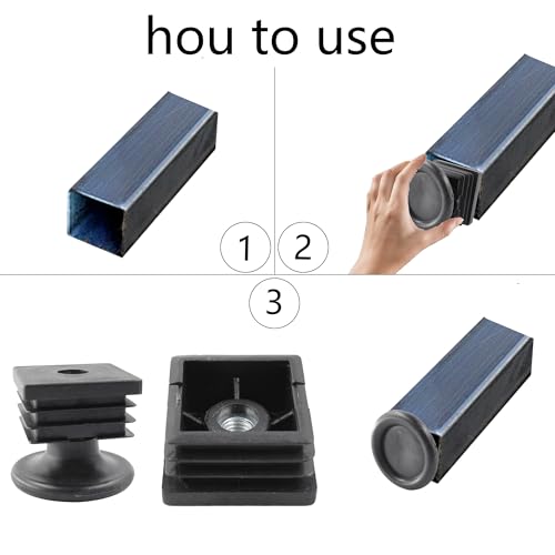 8Pcs Adjustable Leveling Feet 38 x 38mm Square Insert Kit Furniture Glide Leveler, Leveling Screw Leg for Cabinets Sofa Tables Chairs Raiser, Black - size: 38x38mm