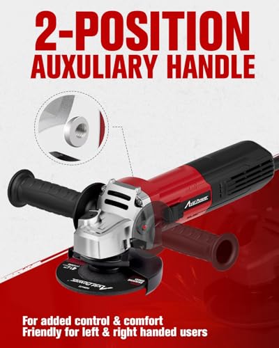 AVID POWER Angle Grinder 7.5-Amp 4-1/2 inch Electric Grinder Power Tools with Grinding Wheels, Cutting Wheels, Flap Disc and Auxiliary Handle for Cutting, Grinding, Polishing & Rust Removal - Dark Red - color: Dark Red