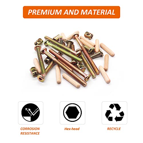 Crib Screws Hardware Replacement Kit - 26 Set Baby Bed Frame Bolts,Barrel Nuts&Wooden Dowel Pins Set - M6x16/40/50/60/70/80 mm Hex Drive Socket Cap Screws Nuts for Beds Headboards Chairs Furniture - size: 26 Set-6 size