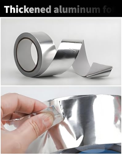 Thicker Aluminum Foil Tape 2-inch x 50Ft Heavy Duty High Temp Silver Tape for HVAC Duct work, Dryer Vent Seal, Car Exhaust Repair, Stove Pipe Wrap, Metal Patch, Heat Insulation, EMI Shield, DIY Crafts - size: 2 inch x 50 feet x 4 mil