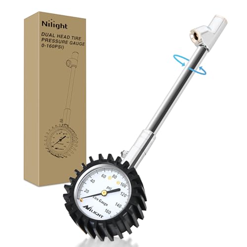Nilight Tire Pressure Gauge 160PSI Dual Head Stainless Steel Heavy Duty - color: Dual Head Tire Pressure Gauge